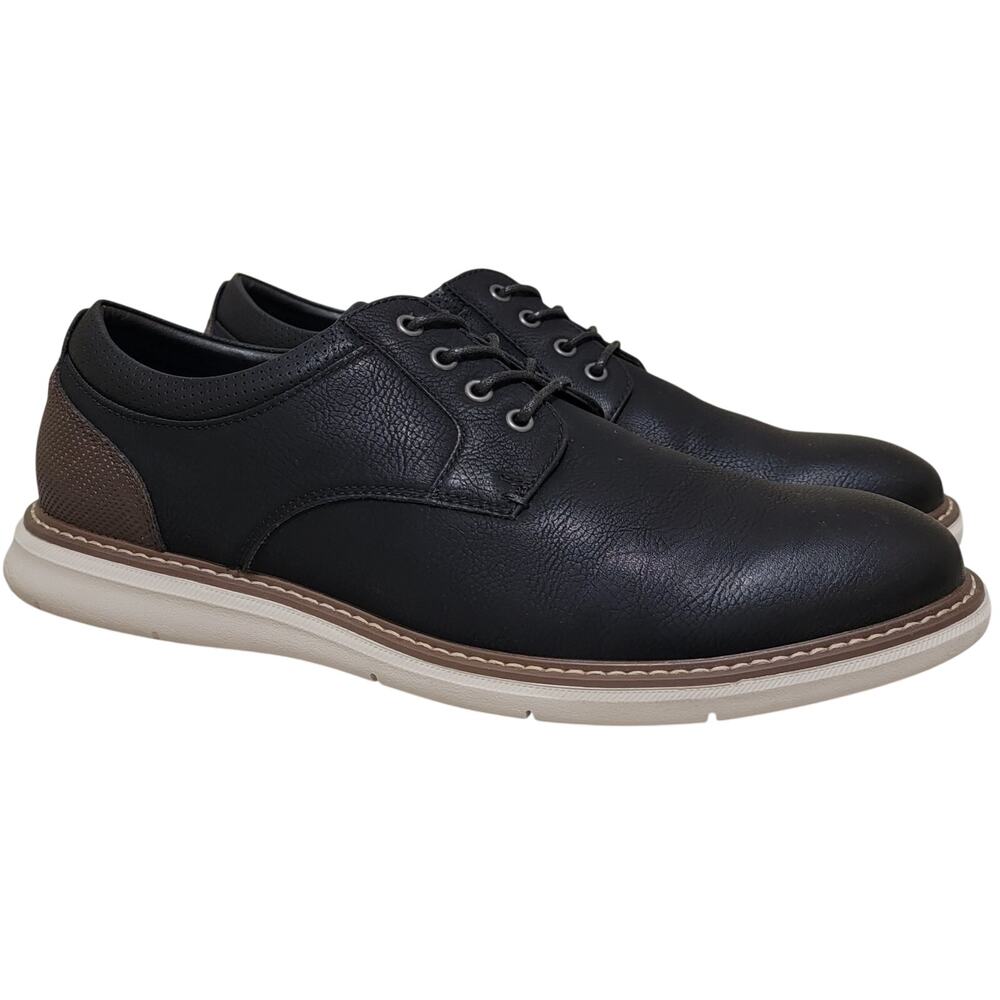 Nunn Bush Men Chase Plain Toe Casual Derby Oxford Size US 10W Black Faux Leather
